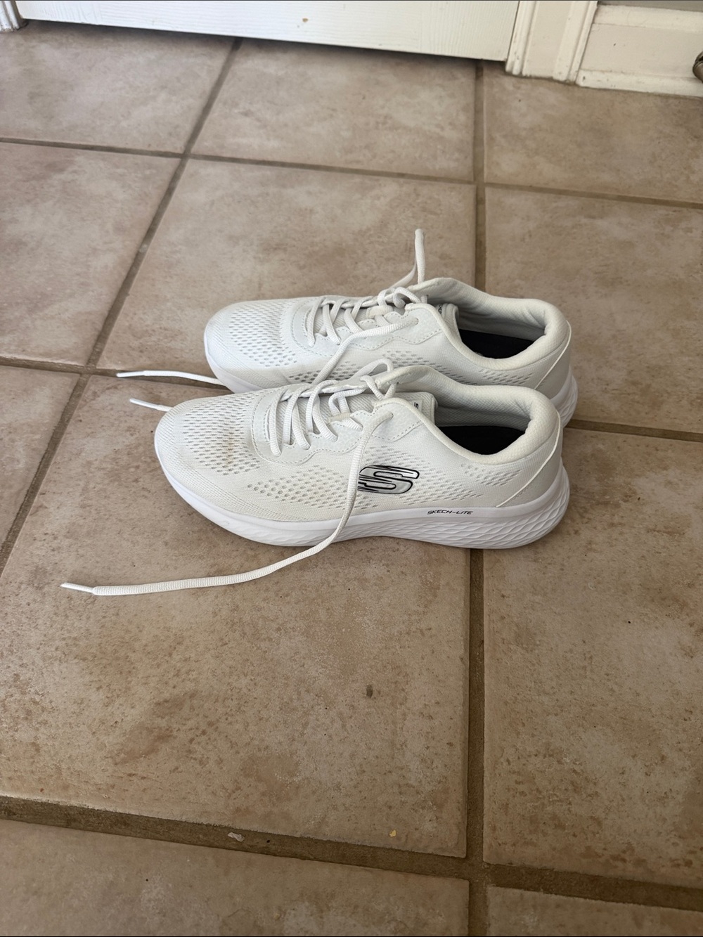 Skechers White Lace-Up Athletic Sneakers
